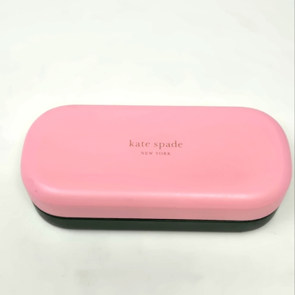 KATE SPADE PINK & GREEN HARD CASE SUNGLASS GLASSES HINGE WITH GLASS WIPE WOMEN - Picture 1 of 14